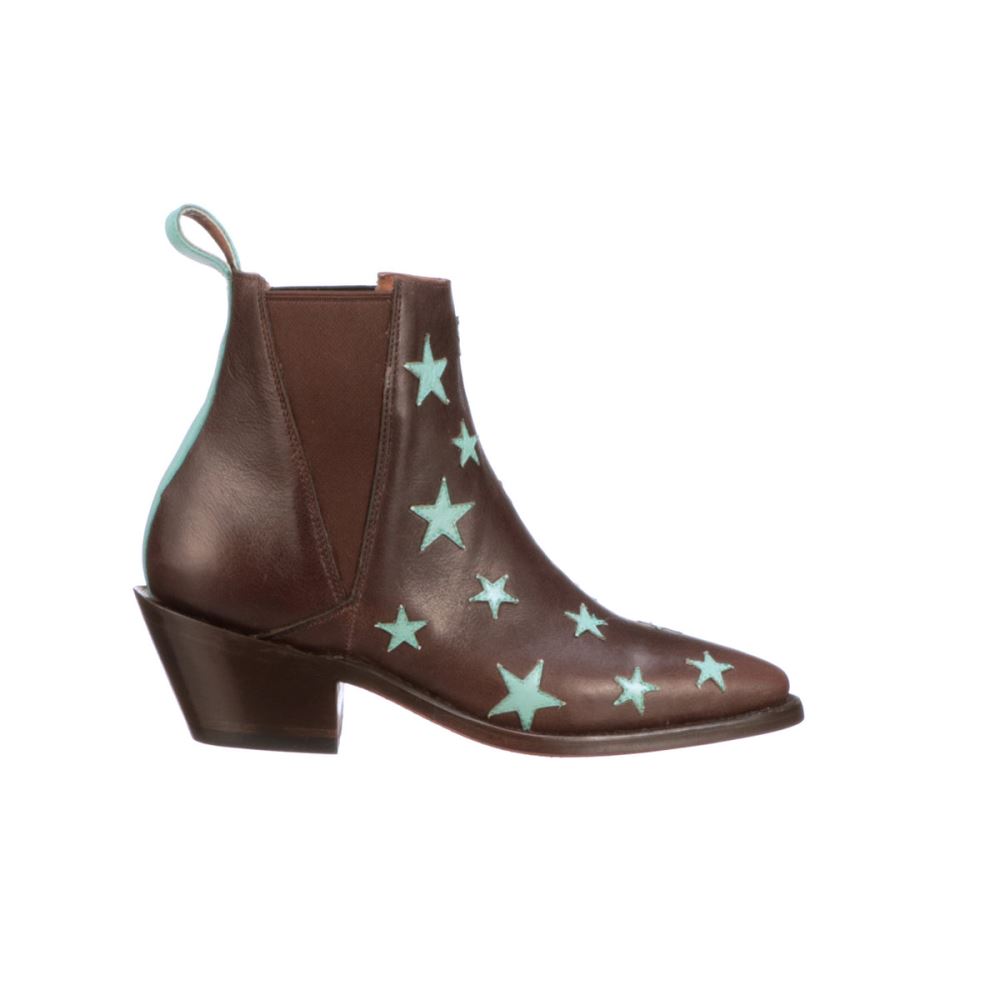 Lucchese Estrella Chelsea - Chocolate + Turquoise