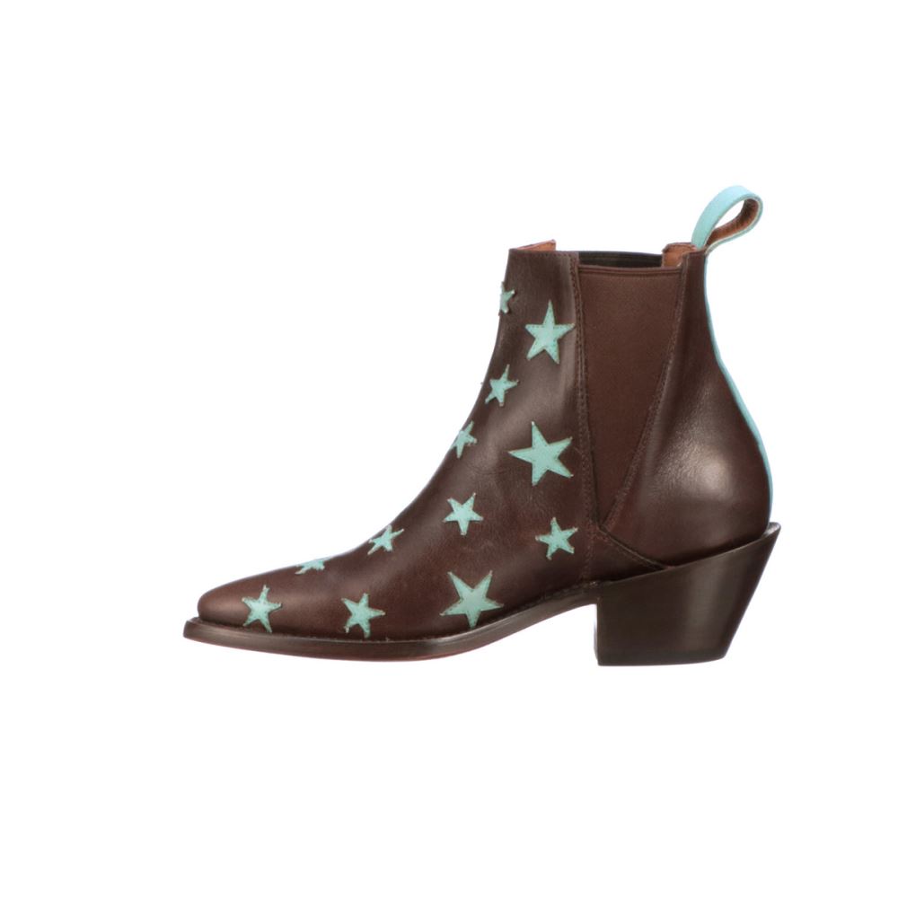 Lucchese Estrella Chelsea - Chocolate + Turquoise