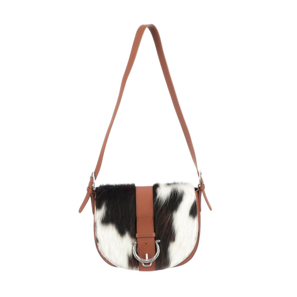 Lucchese Medium Cowprint Crossbody Bag - Tan/Brown/White