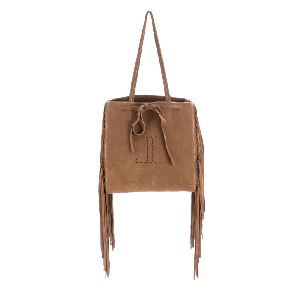 Lucchese Suede Fringe Tote Bag - Tan/Brown/White
