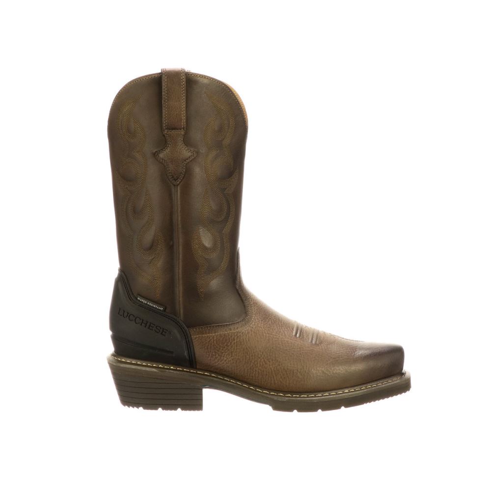 Lucchese Welted Western 12" Work Boot-7 Toe - Stone