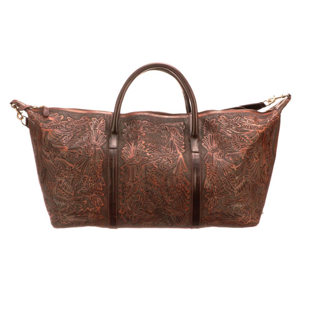 Lucchese Hand-Tooled Duffel - Brown