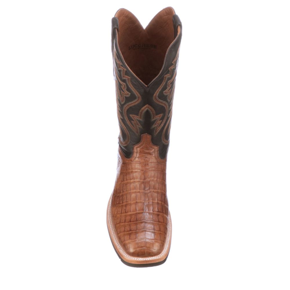 Lucchese Rowdy Caiman - Saddle + Brown