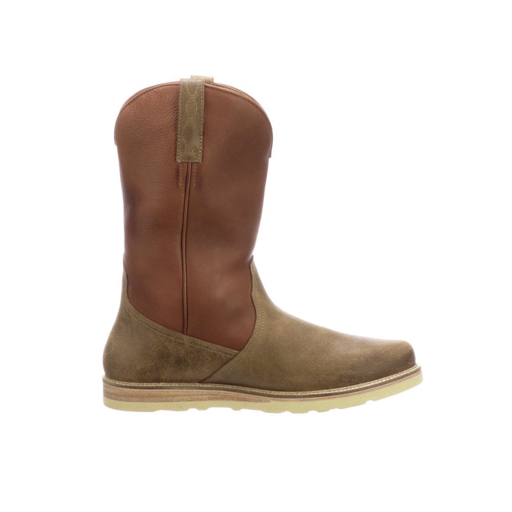 Lucchese Suede Pull On Range Boot - Olive