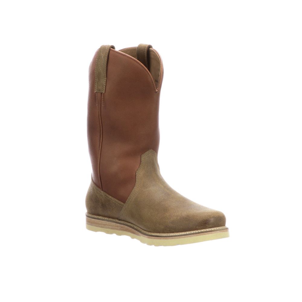 Lucchese Suede Pull On Range Boot - Olive