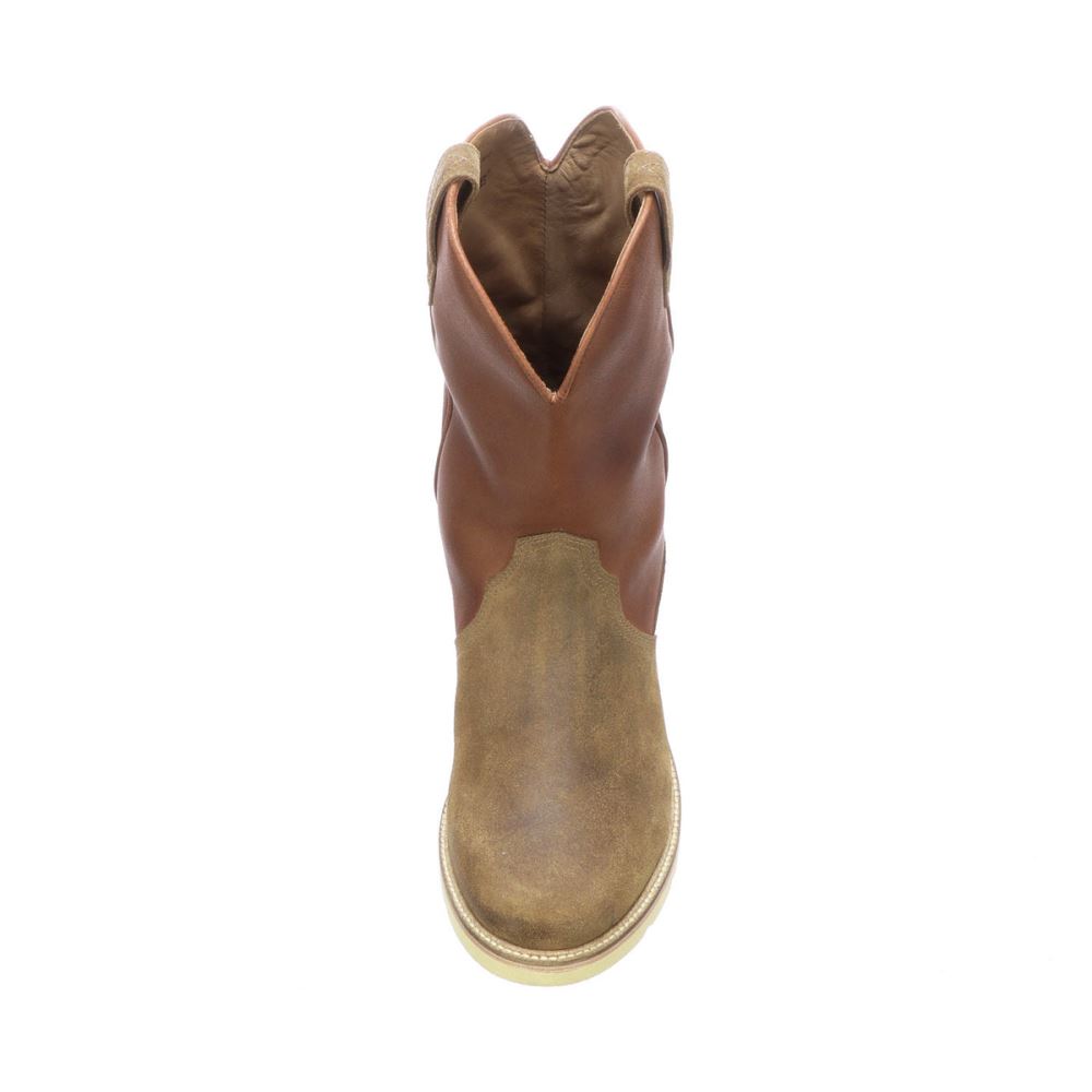 Lucchese Suede Pull On Range Boot - Olive
