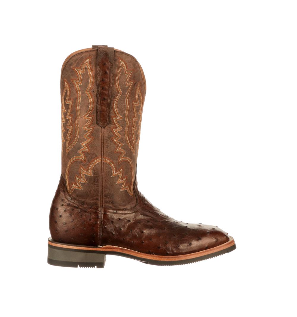 Lucchese Rowdy Ostrich - Antique Chocolate