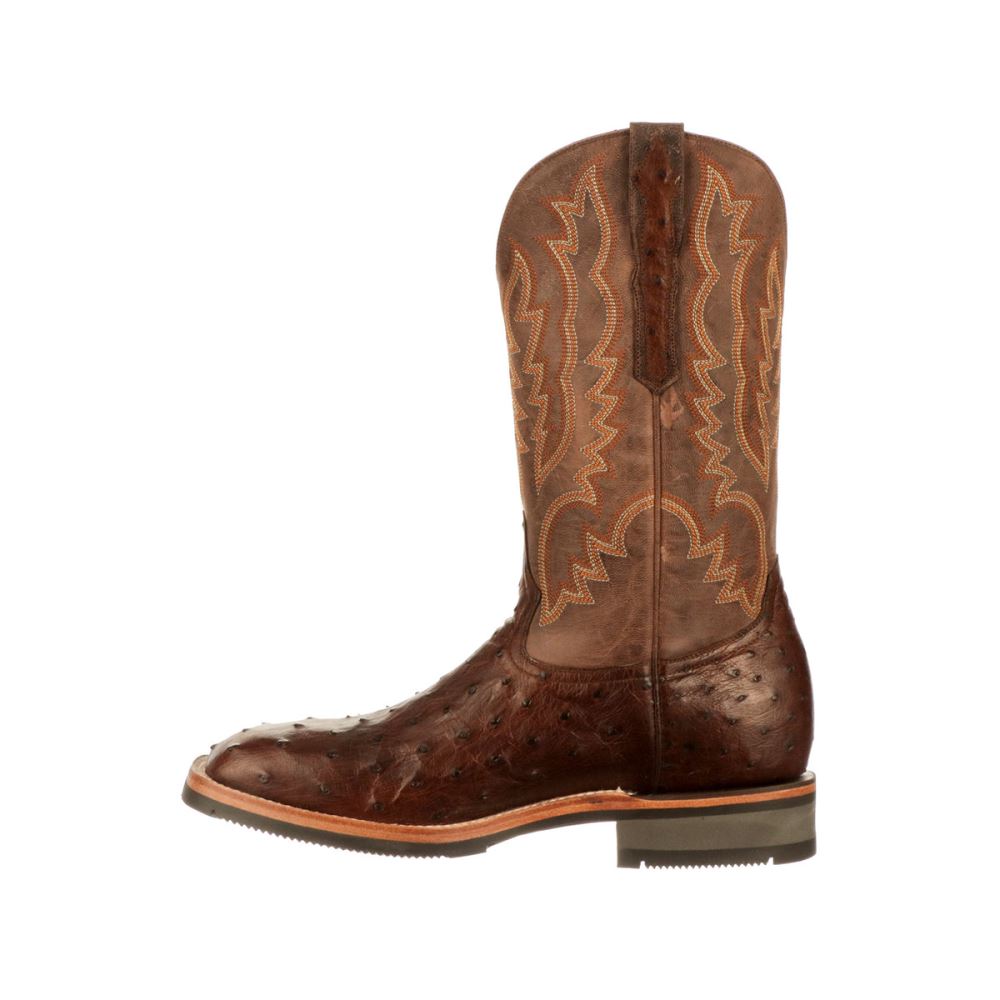 Lucchese Rowdy Ostrich - Antique Chocolate