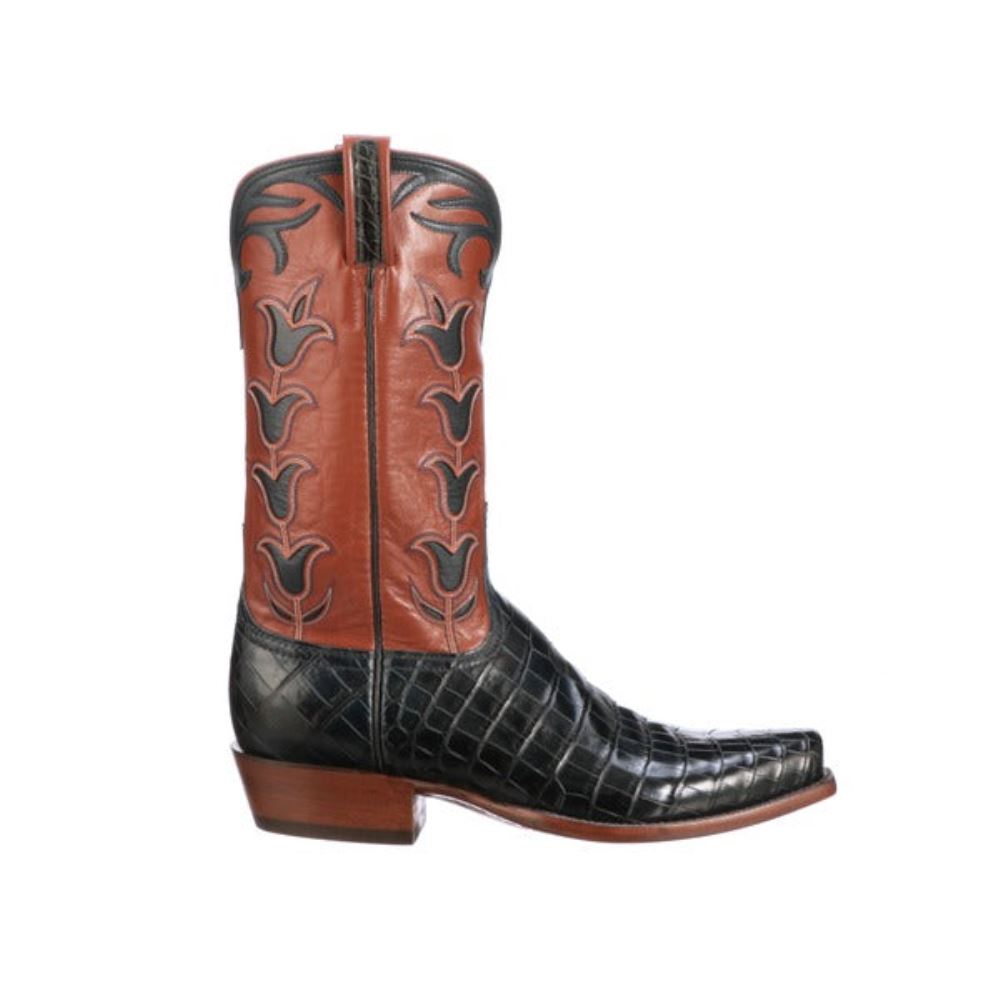 Lucchese Tulip Exotic - Navy + Pearwood Tan