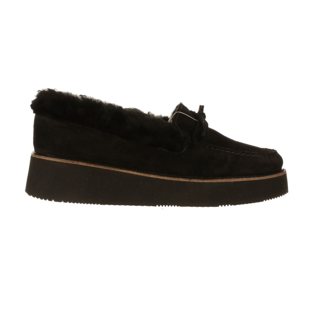 Lucchese Shearling Wedge Moccasin - Black