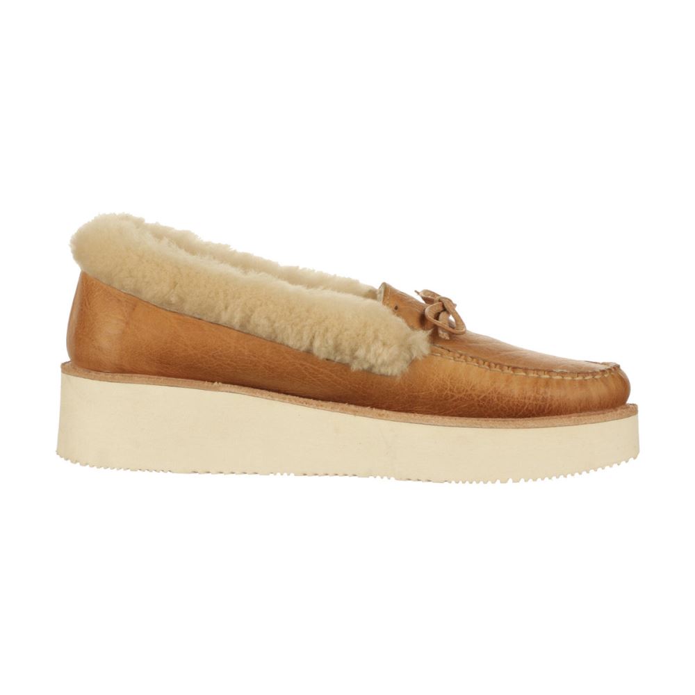 Lucchese Shearling Wedge Moccasin - Tan